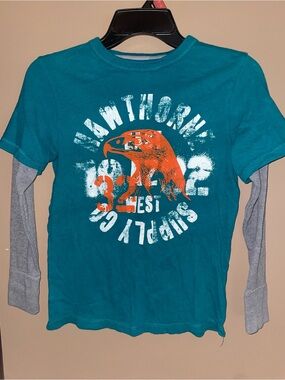 Teal Layered-Look Long Sleeve Tee with Orange Eagle Graphic - Arizona Co Boys 8